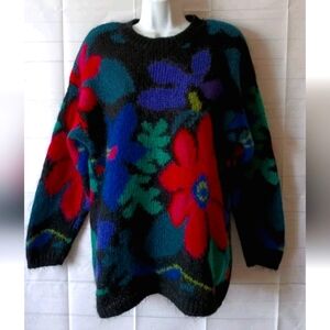 The Limited Floral Crewneck Sweater in Black, Red, Blue, Green, Purple